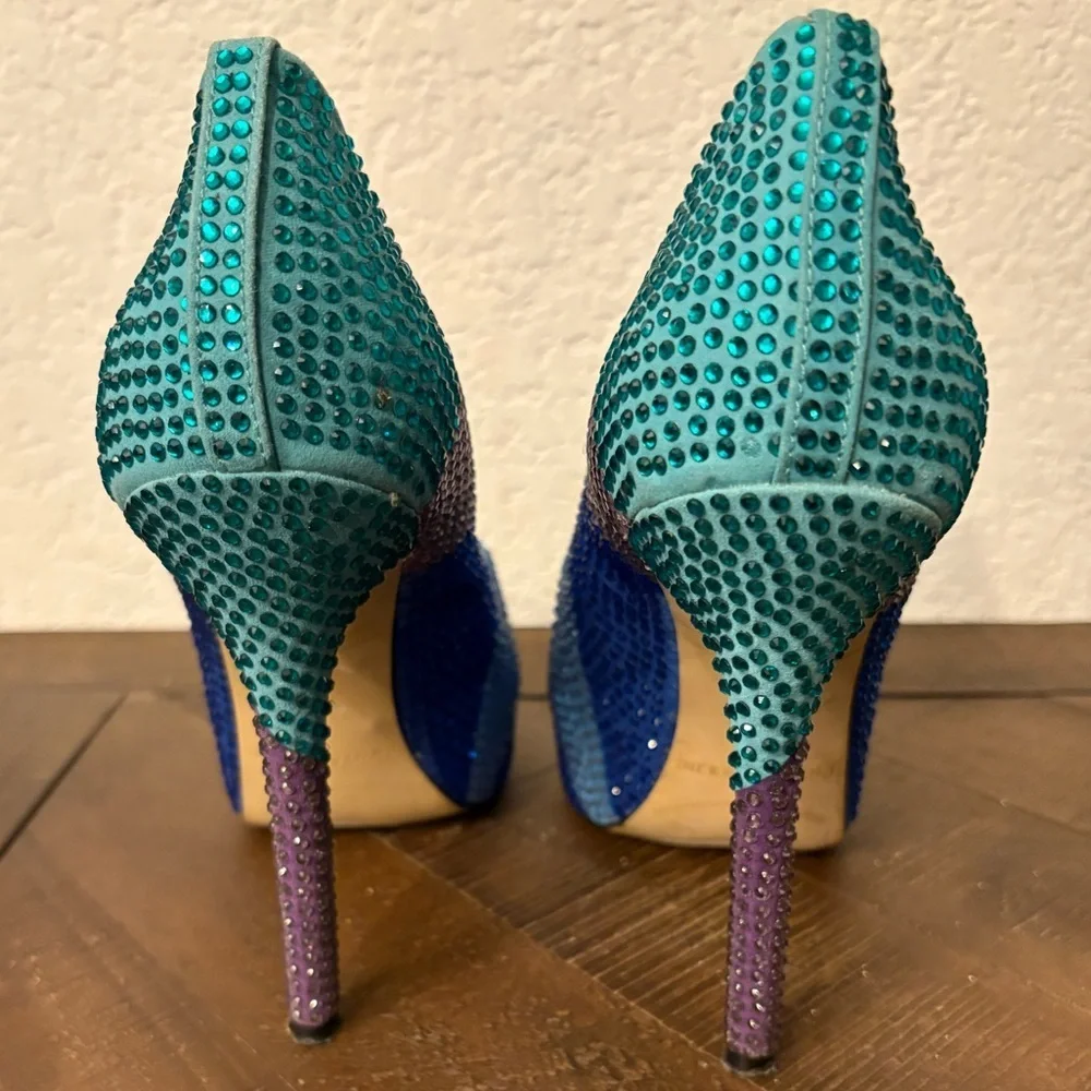 Enzo Angiolini Blue and Purple Peep-Toe Heels